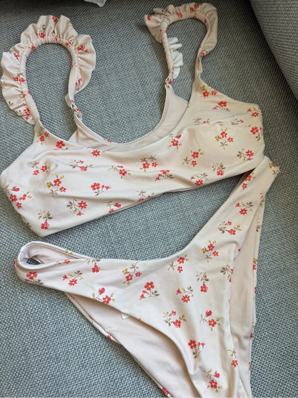 Small Aerie Printed Ruffle Scoop Bikini Two Piece Matching Set Dawn Swimsuit